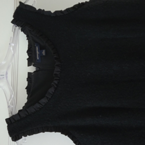 Banana Republic Wool Blend Black Sleeveless Lined Dress Ruffled Accents 8 - Picture 3 of 10